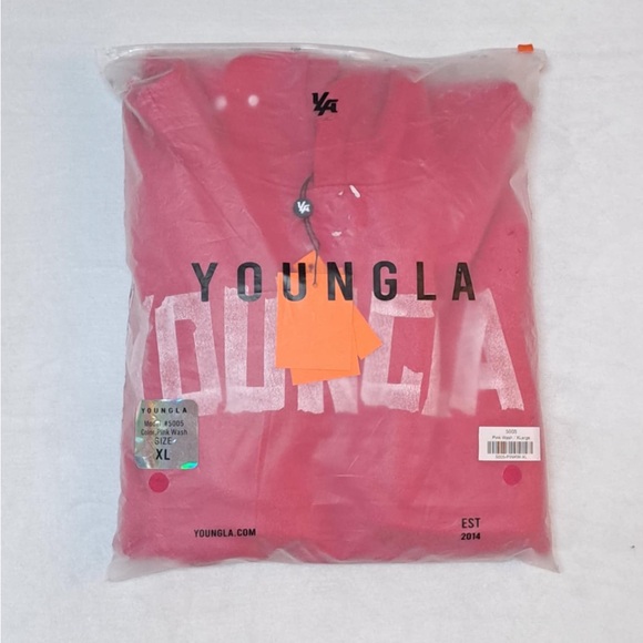 YoungLA Pink Vintage Wash Hoodie - Men's size XL - Picture 11 of 12